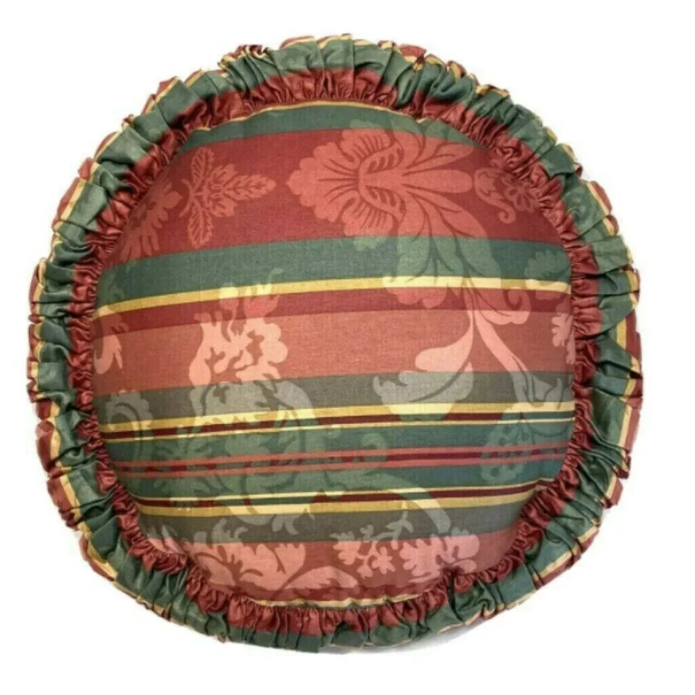 Gorgeous Vintage Custom Pillow Round Red Green